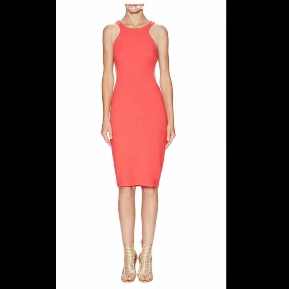 NWOT-Bailey 44 Coral Mesh Pencil Bodycon Dress, XS